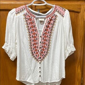 Knox Rose Blouse with Bib Collar and Ruched Sleeves